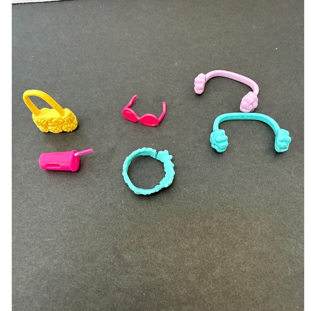 Barbie Doll Accessory Lot 6 Piece Handbag Sunglasses Drink Lei Earmuffs Mixed